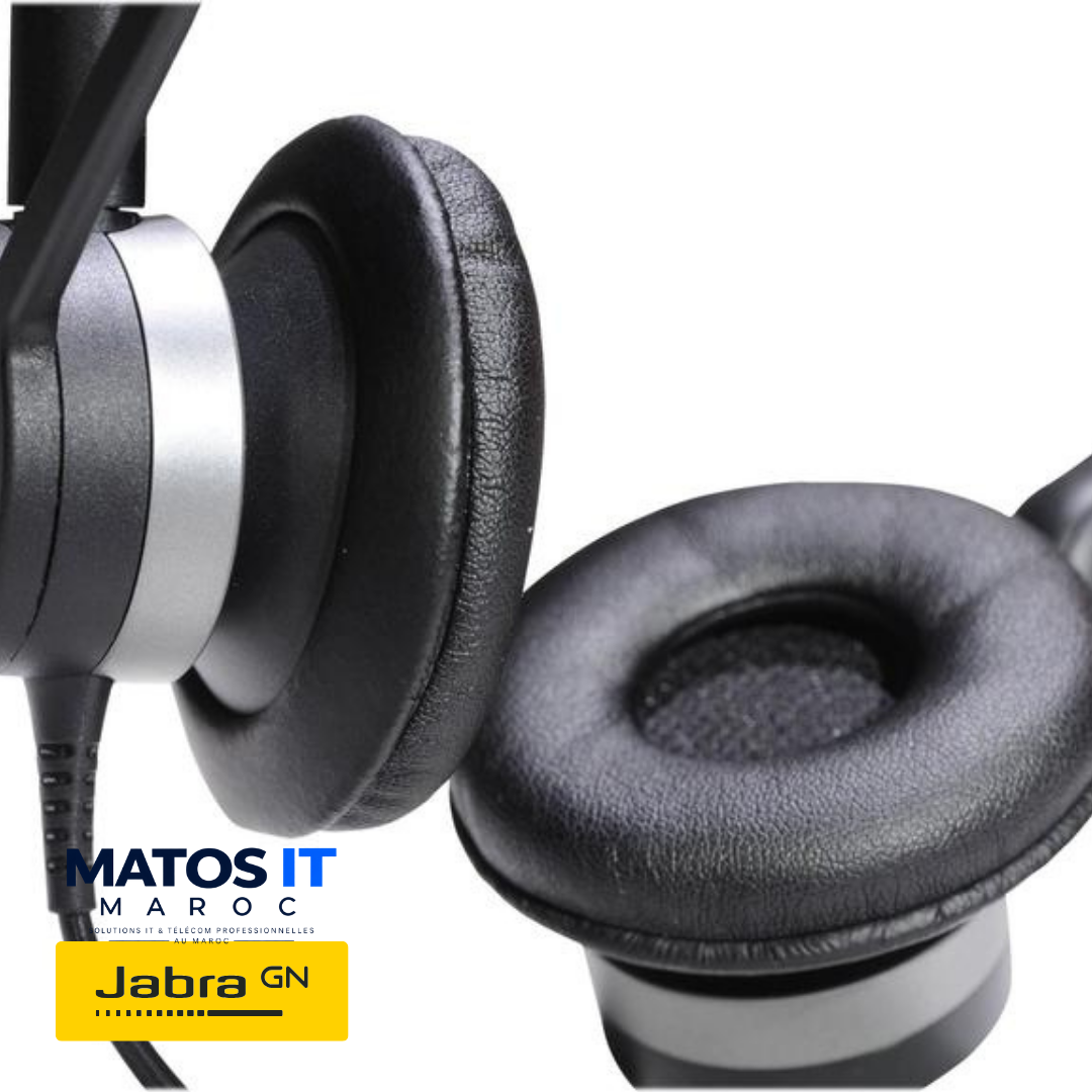 Coussinets en cuir neufs montés sur le Jabra BIZ 2300 QD